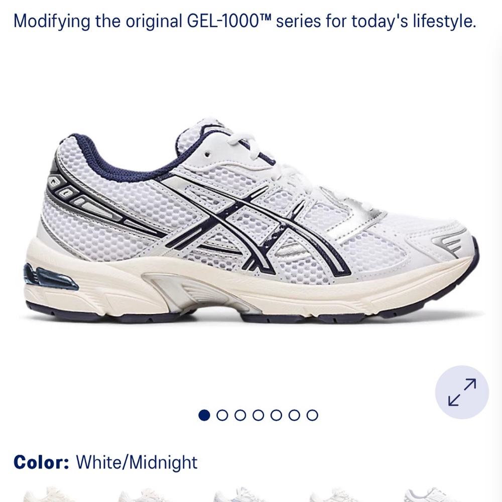 NIB ASICS GEL-1130 in White/ Midnight, US Women’s 8
